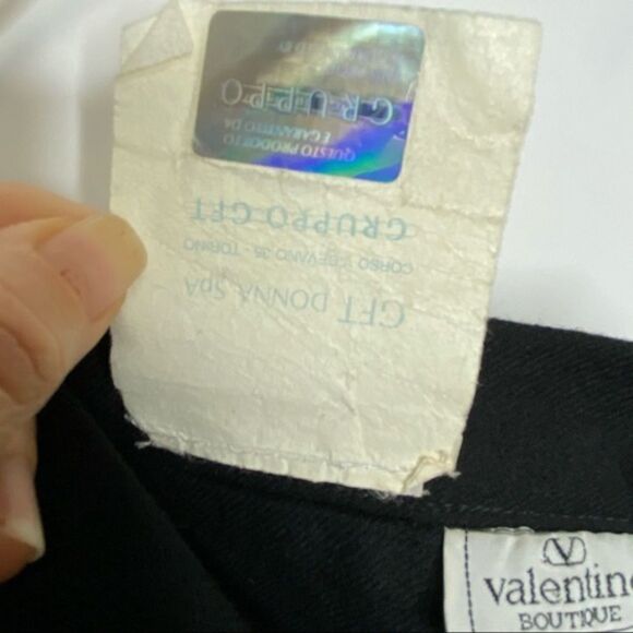 Valentino Vintage 80’s Wool Black Faux Wrap Skirt - Picture 10 of 12